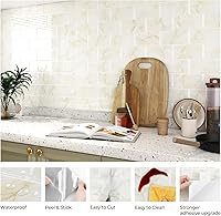 Vista 2 de FunStick Marble Subway Tile Peel and Stick Backsplash for Kitchen 12"x12" White Gold Stick on Back Splashes for Kitchens Peel and Stick Wall Tiles