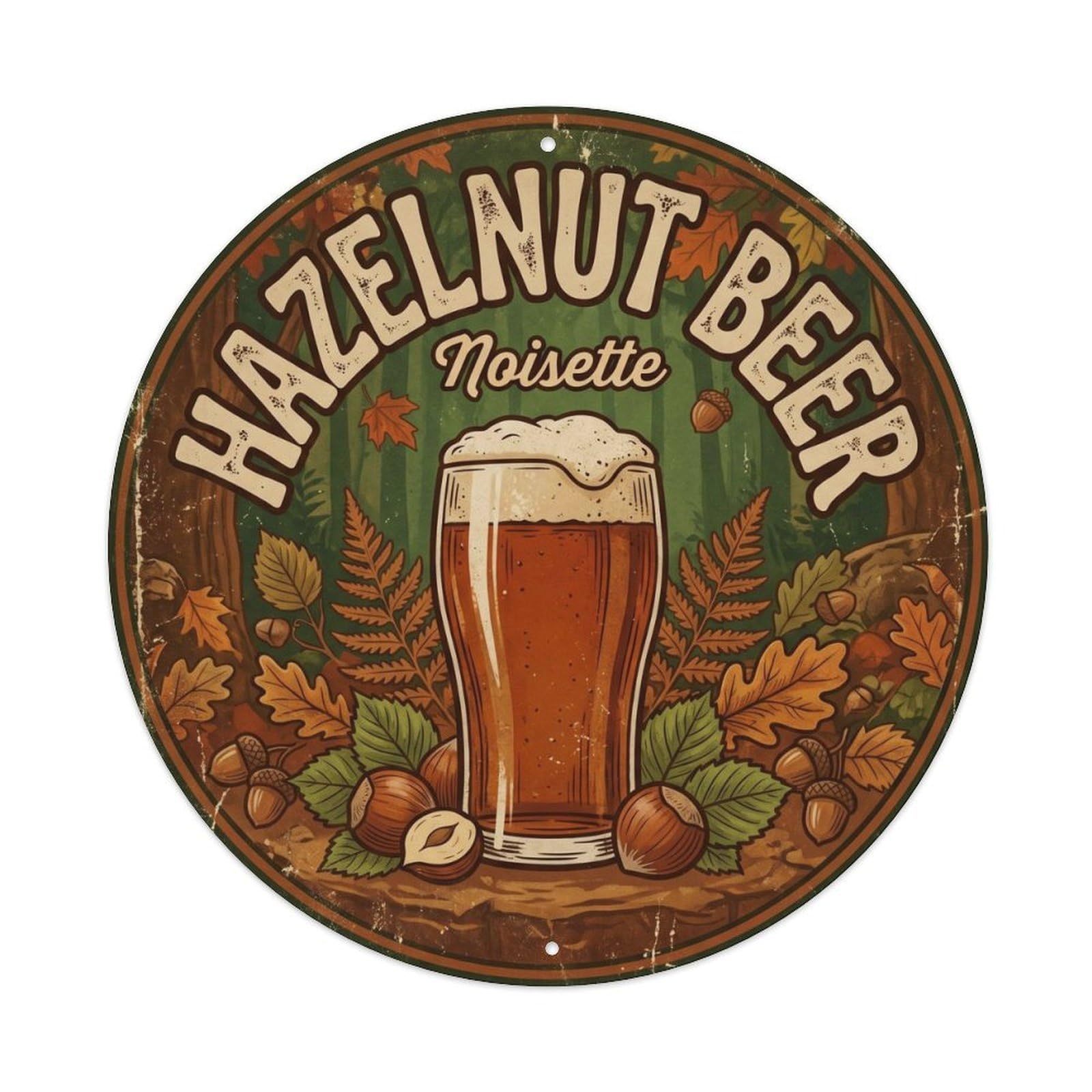 Hazelnut Beer Flavored Brewery Culture Retro Malt Roast Metal Tin Sign