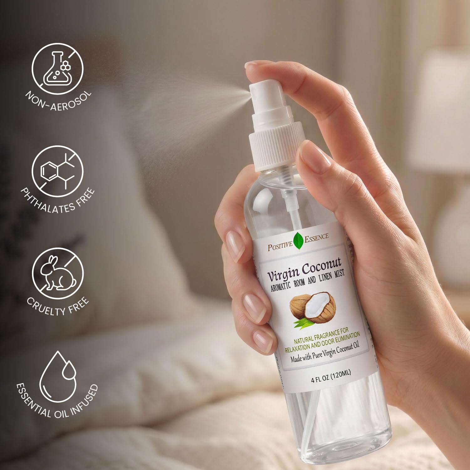 Coconut Room Spray & Linen Spray, Home Fragrance, 4.06 fl oz view 3