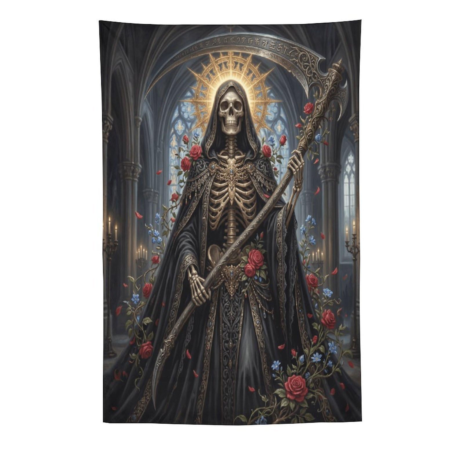 H3B8U2Y5 Grim Reaper Gothic Roses Wall Tapestry, Reading Corner