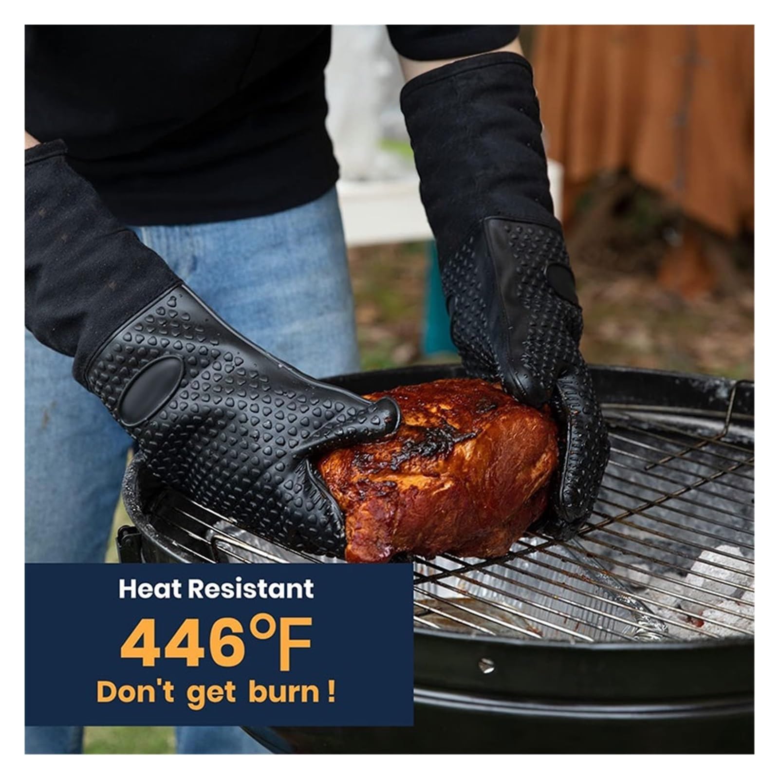Compatible con Guantes de Horno Silicona Extra Largos Forro Acolchado, Herramientas duraderas Resistentes al Calor for Hornear Parrilla(50cm)