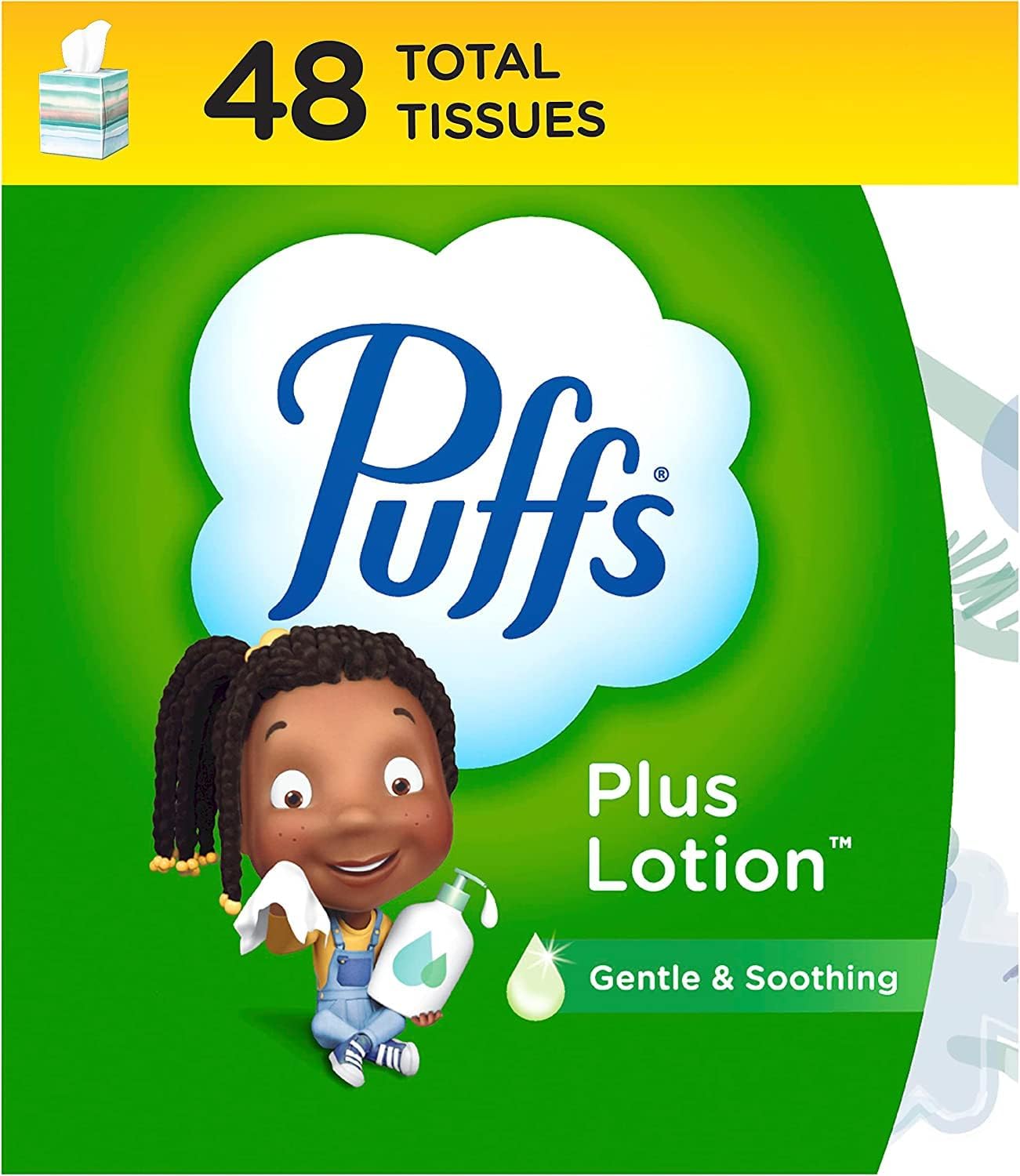 Puffs Plus Lotion Facial Tissue, 1 Cube Box, 48 Tissues Per Box