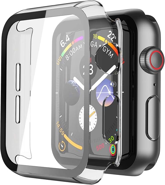 Piuellia 2 Pack Transparent Hard Case for Apple Watch SE Series 6 Series 5 Series 4 44mm, iWatch Screen Protector PC Ultra-Thin Overall Protective Cover