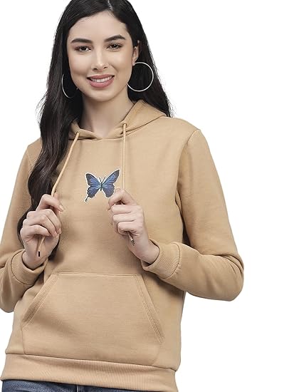 Women Beige Full Sleeve Printed Sweatshirt