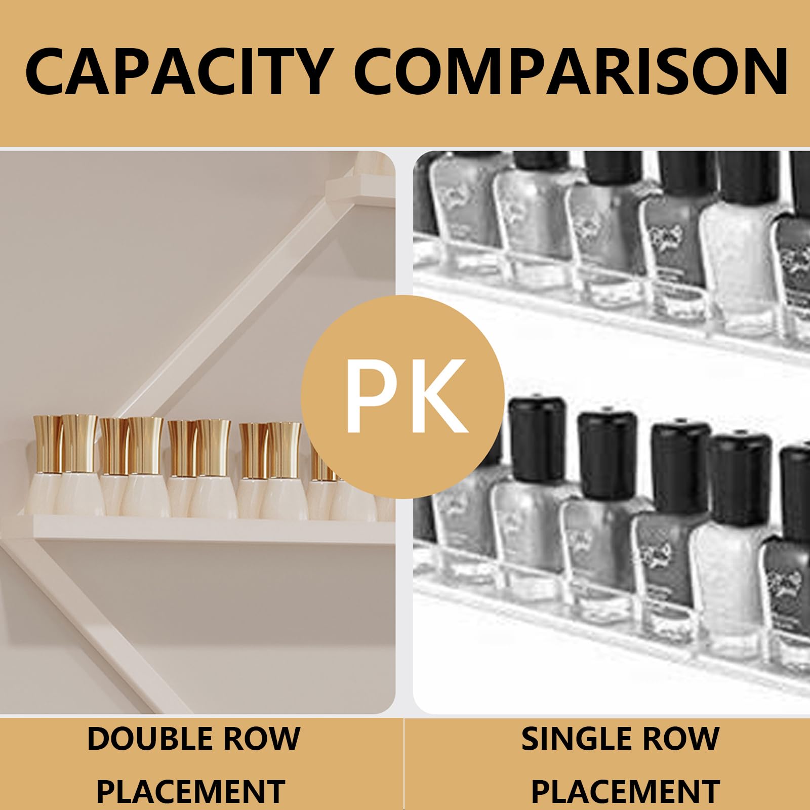 Expositor Poligonal para Esmaltes De Uñas, De Metal, para Pared, para Perfumes Y Aceites Esenciales, Ideal para El Hogar, SPA, Salón De Uñas, Tienda, Dorado（Gold）