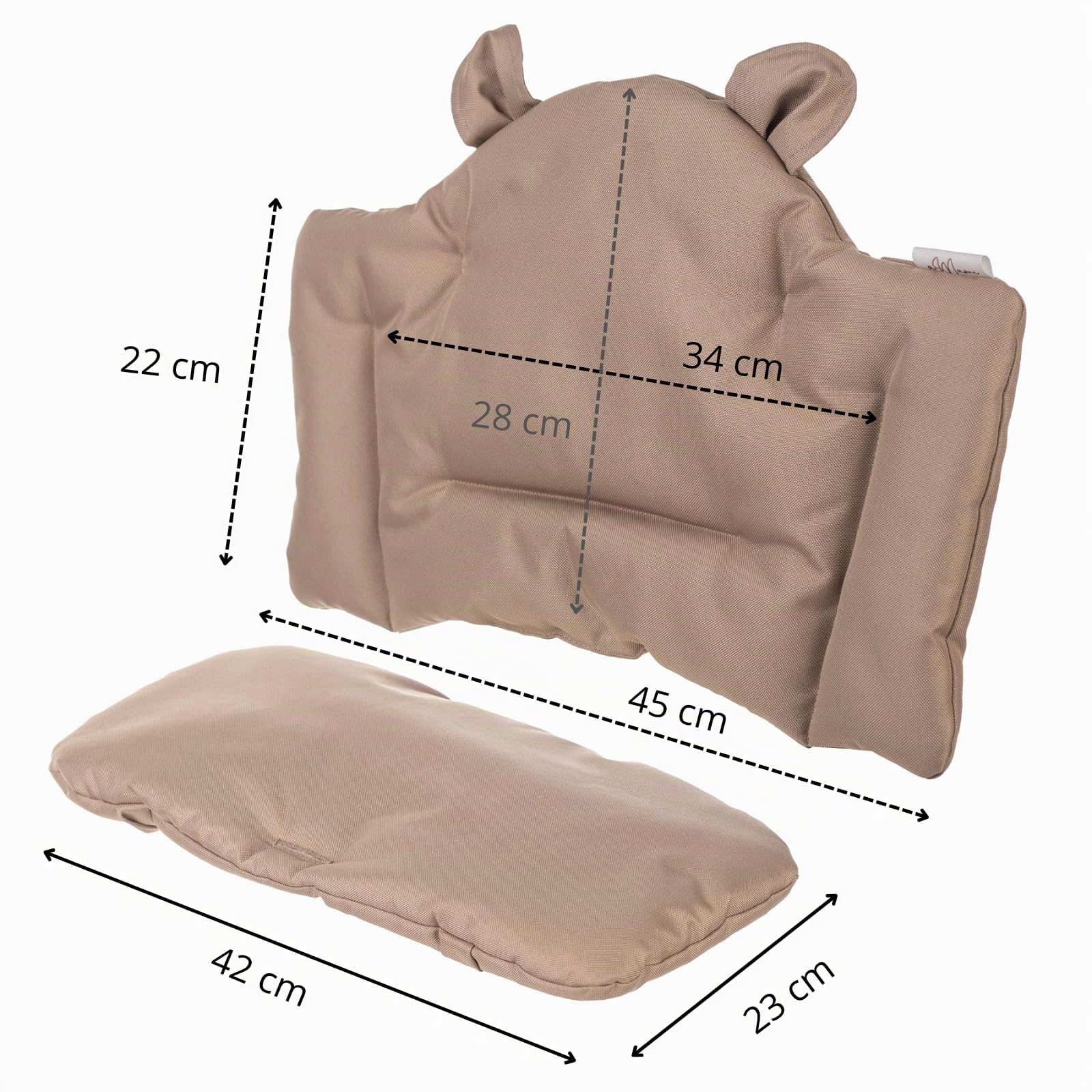 Hauck Zweiteiliges Sitzkissen für Hochstuhl – Wasserdichtes Oxford-Gewebe – Antiallergisch – Cappuccino Teddy