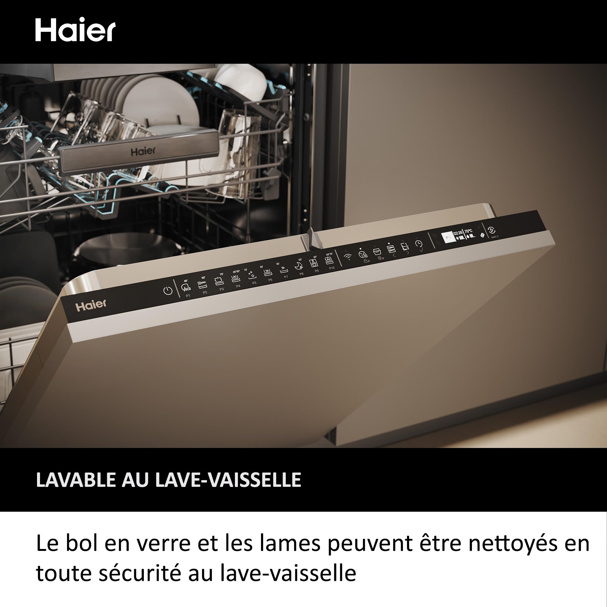 Haier I-Master Série 5 Mixeur Plongeant, Électrique 1000W, Vitesses Variables, Fonction Pulse, 3 Lames [Noir]