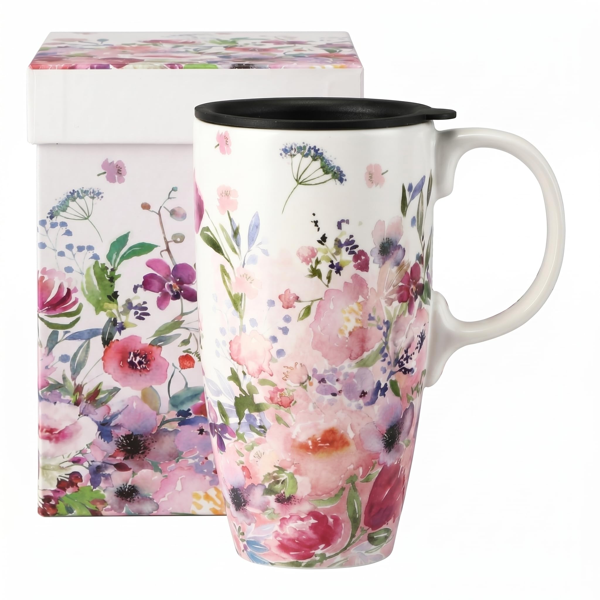 Voltogar Pink & White Flower Ceramic Mug