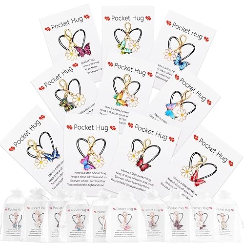 MTLEE 10 Sets Pocket Hug Keychains Gift Bulk Inspirational Card