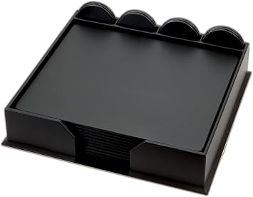 Dacasso Conference Room Set - Luxury Leather Coasters & Desk Blotters for Conference Table - Executive Office Accessories & Office Decor - Set of 23, Black
