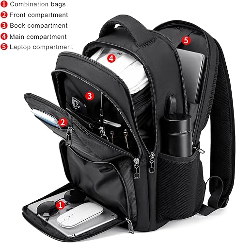 Miniatura 2 de Mochila para hombres y mujeres, mochila escolar para estudiantes universitarios, Ay-negro, Moderno o minimalista o clásico o compacto o industrial