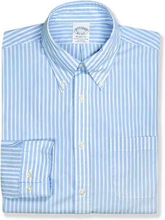 Brooks Brothers Mens Regular Fit Lightweight Cotton Striped Button Down Shirt,