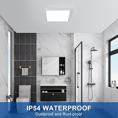 Miniatura 5 de Lámpara de techo de montaje empotrado, 6500 K, lámpara de techo delgada de pantalla plana de 6500 K, lámpara de techo cuadrada blanca moderna para