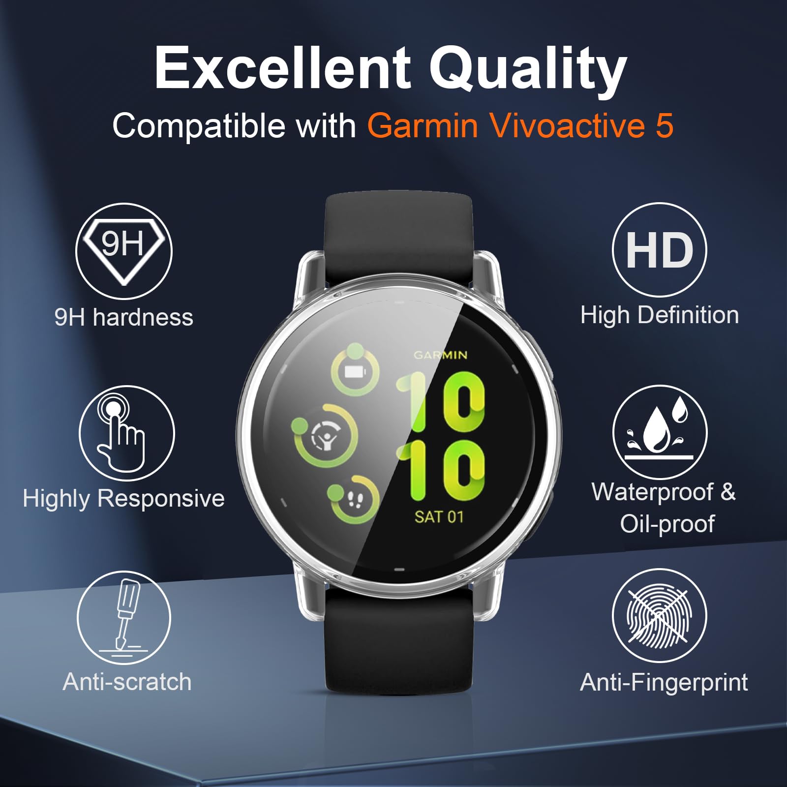 Vanrain Coque Pour Samsung Galaxy Watch FE, 2 Pièces Couverture Totale PC Coque Anti-Rayure Bumper Protecteur Étui Con Protection écran Verre Trempé 9H Dureté Haute Définition, Transparent+Noir