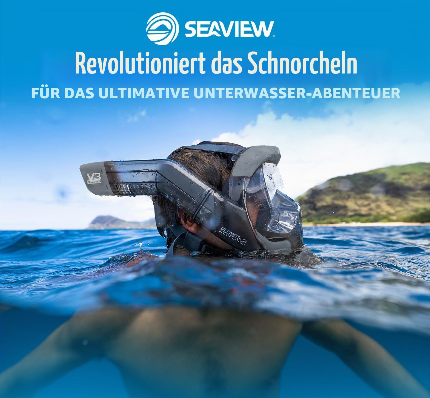 Seaview 180 V3 Vollgesichts-Schnorchelmaske - Schnorchelausrüstung für Erwachsene