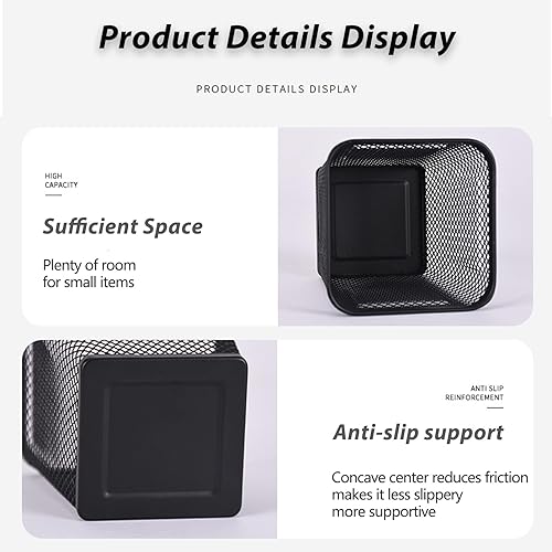 Miniatura 3 de Paquete de 2 soportes cuadrados para lápices, de malla metálica, para escritorio, para cocina, organizadores de escritorio para brochas de maquillaje