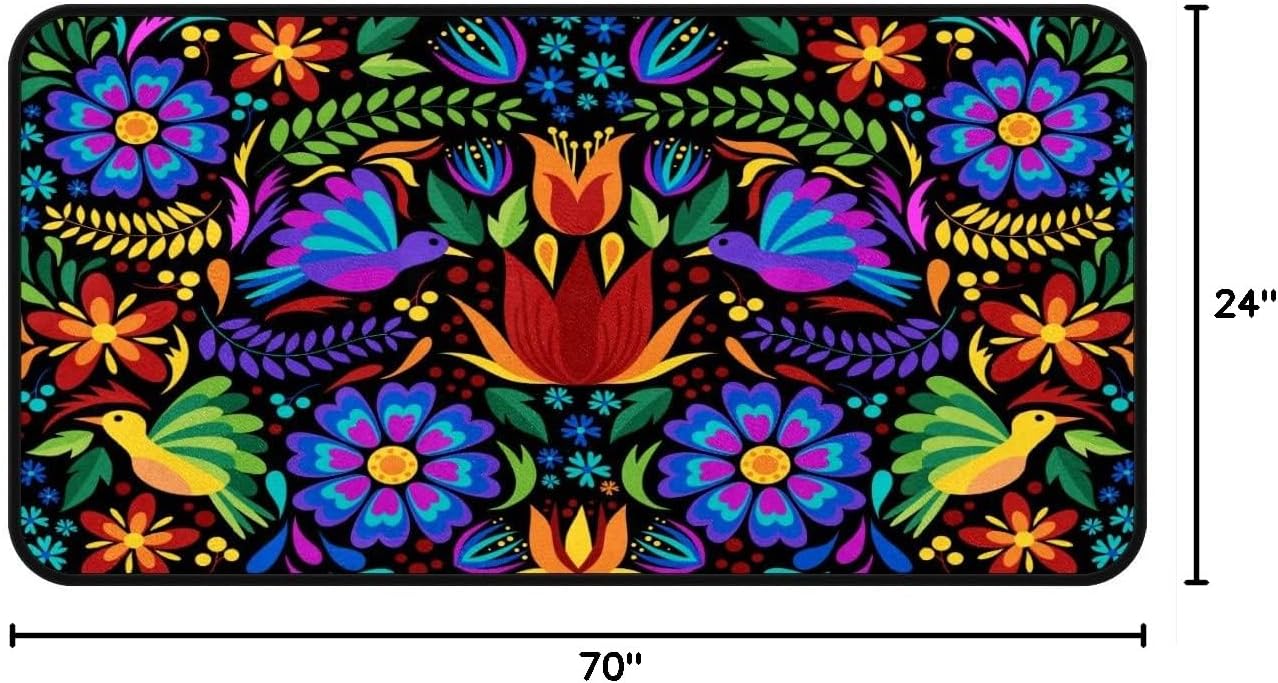 Floral Mexican Birds Doormat Area Rugs Floor Mat for Patio Front Door Entry Garage Kitchen Bathroom 72x24 in