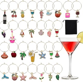Wine Glass Set Charms for Stem Glasses Markers Glass Tags Wine Glass Identifier Charms Drink Markers for Glasses Travel Beach Themed for Party Supplies
