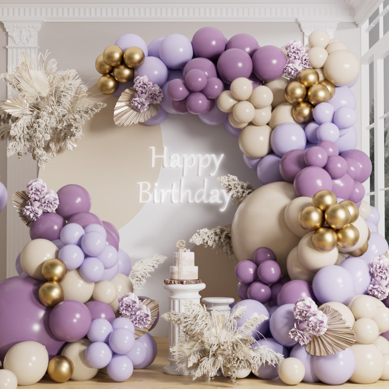 AULE Purple Balloons Arch Kit: 155 PCS Party Balloon Garland Different Sizes Helium Latex Balloon Ribbons for Anniversary Wedding Birthday Party Decorations