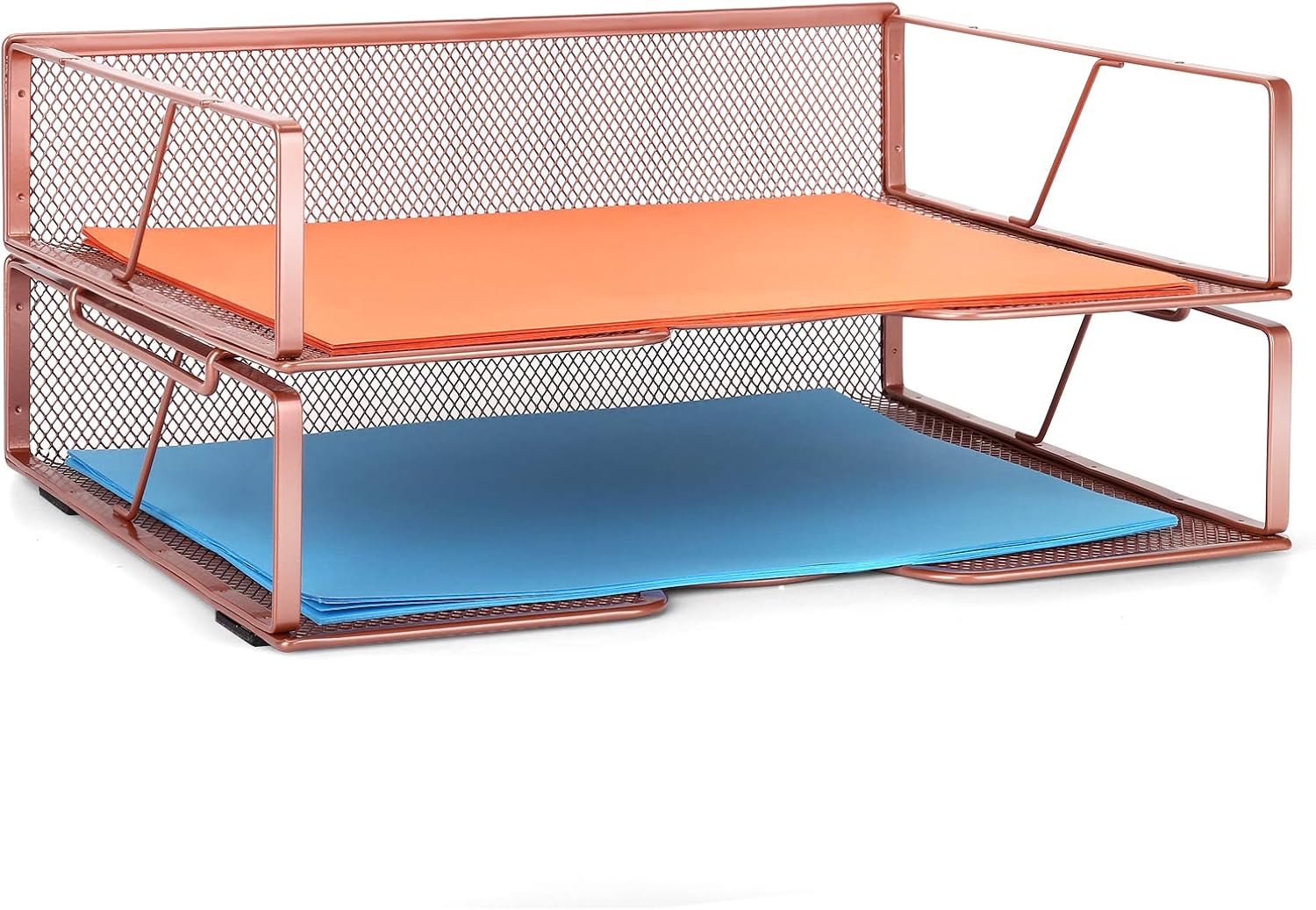 Letter Tray Desk Organizer, Reliatronic File Paper Tray Organizer, Mesh Desk File Folder Holder for Home Office