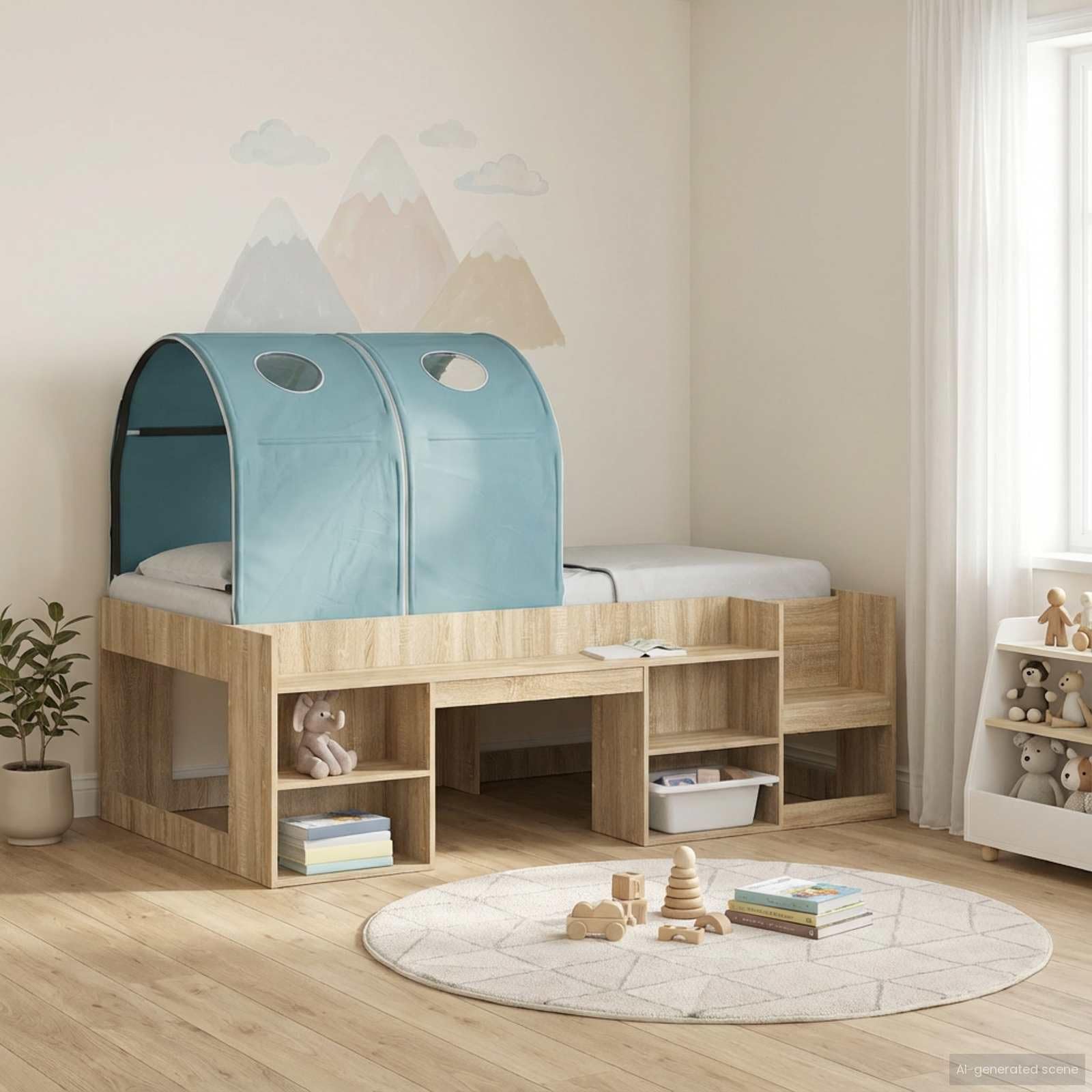 2 túneles de cama azul cielo 211 x 52,5 x 2 cm poliéster interior, accesorio para somier, elevador de cama, conector de cama, soporte para colchón, soporte de soporte, antideslizante, altura