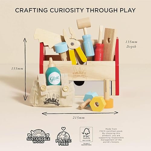 Miniatura 7 de Le Toy Van - Caja de herramientas educativa de madera para autos y construcción, juego de rol | Herramientas de madera para niños - Adecuado para