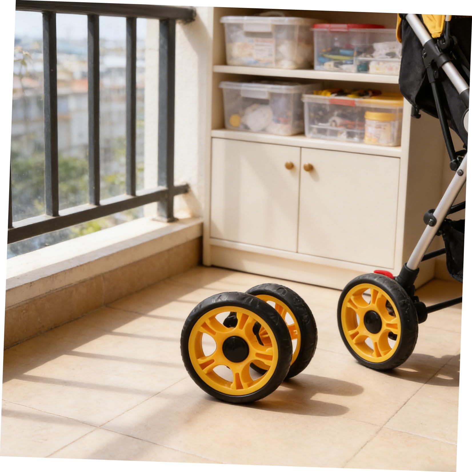 Toyvian 4 Pezzi Ruota di Ricambio per Carrello in Plastica Nera con Facile Rotazione e Assorbimento Urti, Adatta a Passeggini e Carrelli per Animali Domestici