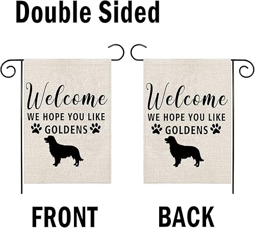 Miniatura 2 de Bandera de Golden Retriever de jardín Golden Retriever Flag Welcome We Hope You Like Goldens
