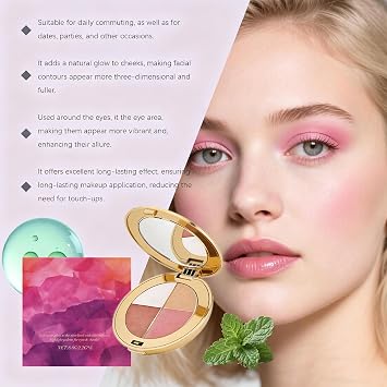 Eye & Cheek Palette - Eyeshadow and Highlighter Makeup, 4-In-1 Face Highlighter Palette for Women, Multi-Purpose Contour Blush and Glow with Mica and Silica, Long-Lasting Silky Texture Makeup Kit