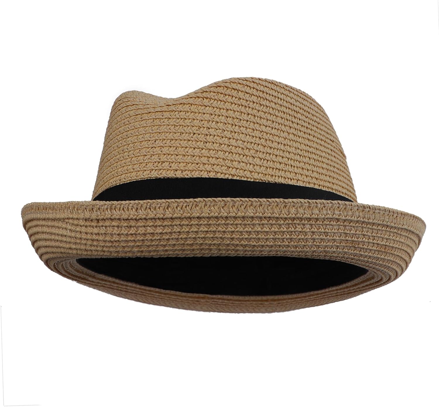 Kids Straw Fedora Panama Hat Toddler Short Brim Summer Sun Beach Cap Western Trilby Derby Jazz Hat for Boys Girls 2-8 Yrs - Image 2