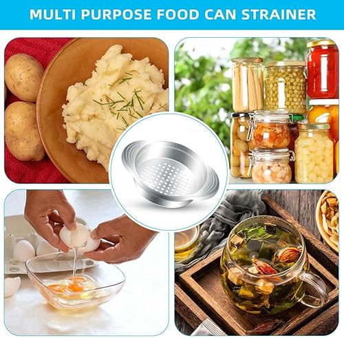 Miniatura 3 de Colador de latas de acero inoxidable, 2 unidades, prensa de atún, tamiz de alimentos, removedor de escurridor de aceite, colador de enlatado de tapa