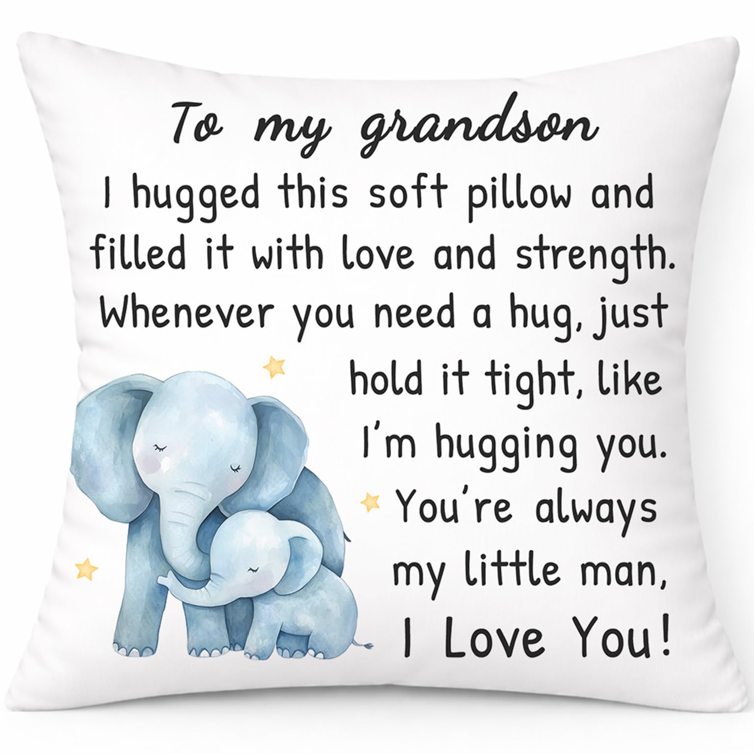HERHOME to My Grandson Throw Pillow Cover, Grandson Gifts from Grandma Grandparents, 18 x 18 Inch Soft Birthday Christmas Cushion Case Gifts for Boys,