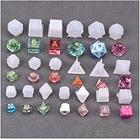 Vista 1 de Moldes de dados de 19 formas para fundición de resina, juego de dados poliédricos de silicona con letras, números, dados redondos 3D, kit de moldes
