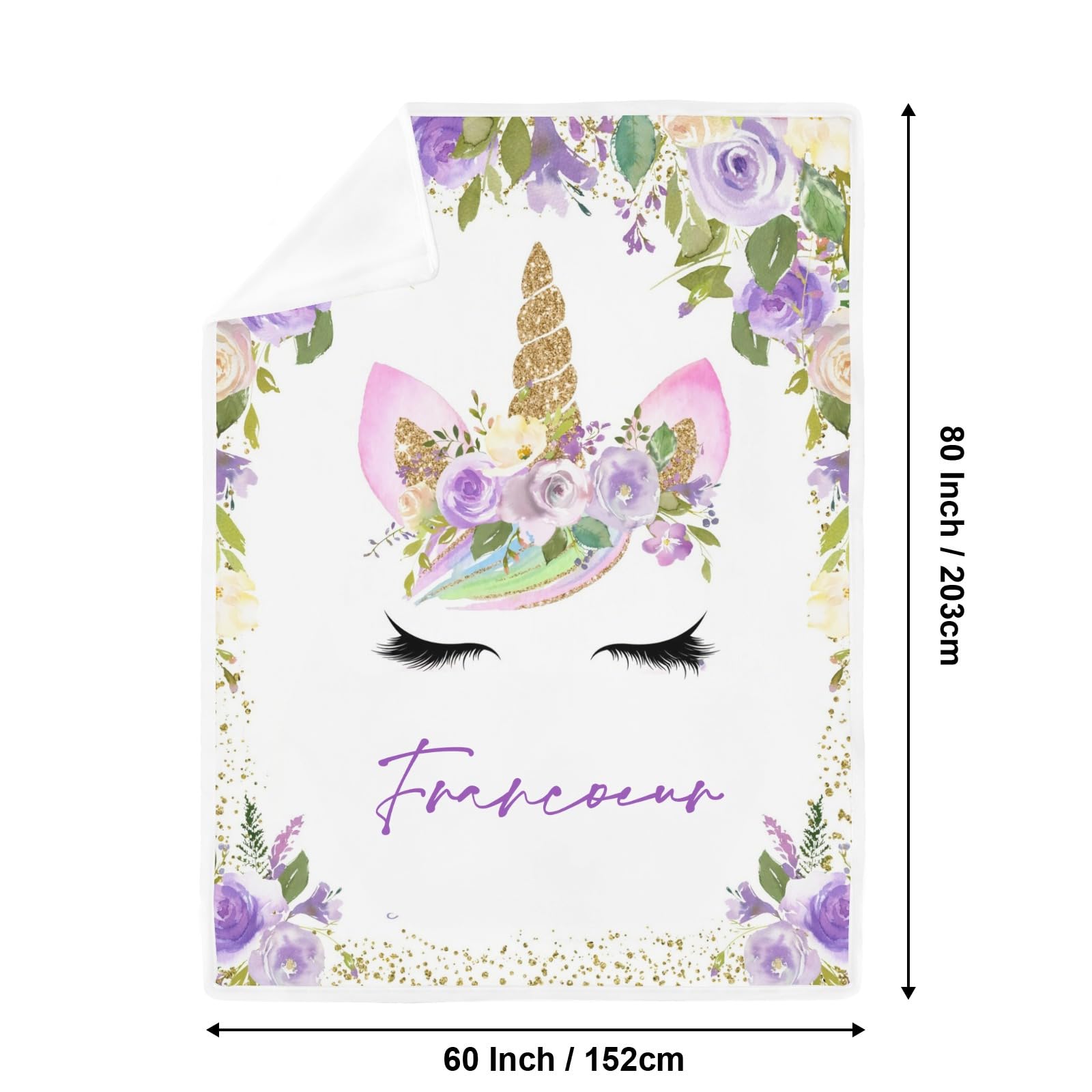 GoTussWO Custom Floral Crown Unicorn Weighted Blanket Cooling Laye, Keep Cooling All Night,30x40Inch