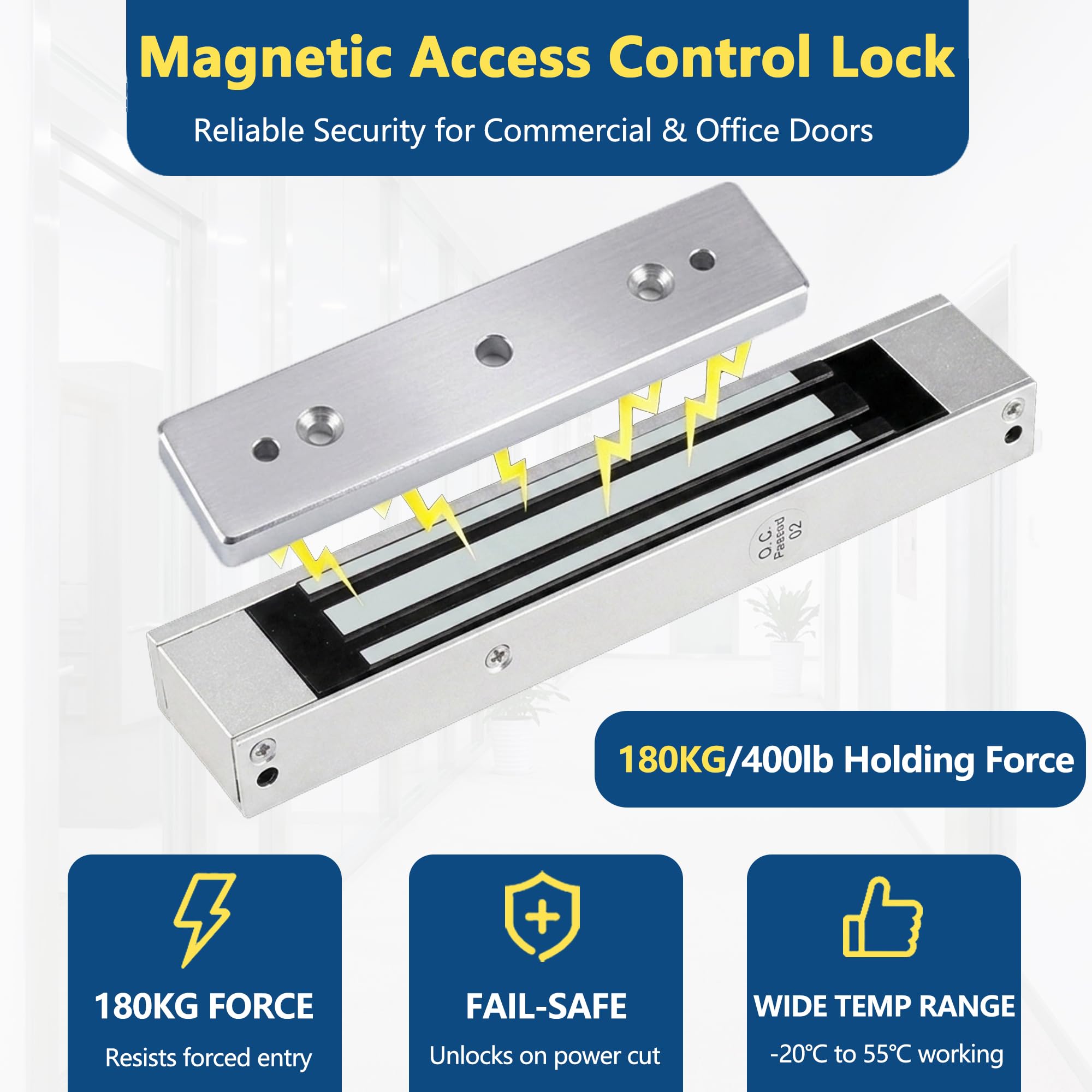 Kit de contrôle d'accès, clavier RFID + serrure magnétique 180 kg + 10 cartes IC