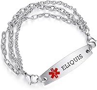 Vista 92 de Brazaletes de alerta médica ajustables de 7.5" a 9" para mujer/hombre, de acero inoxidable, intercambiables