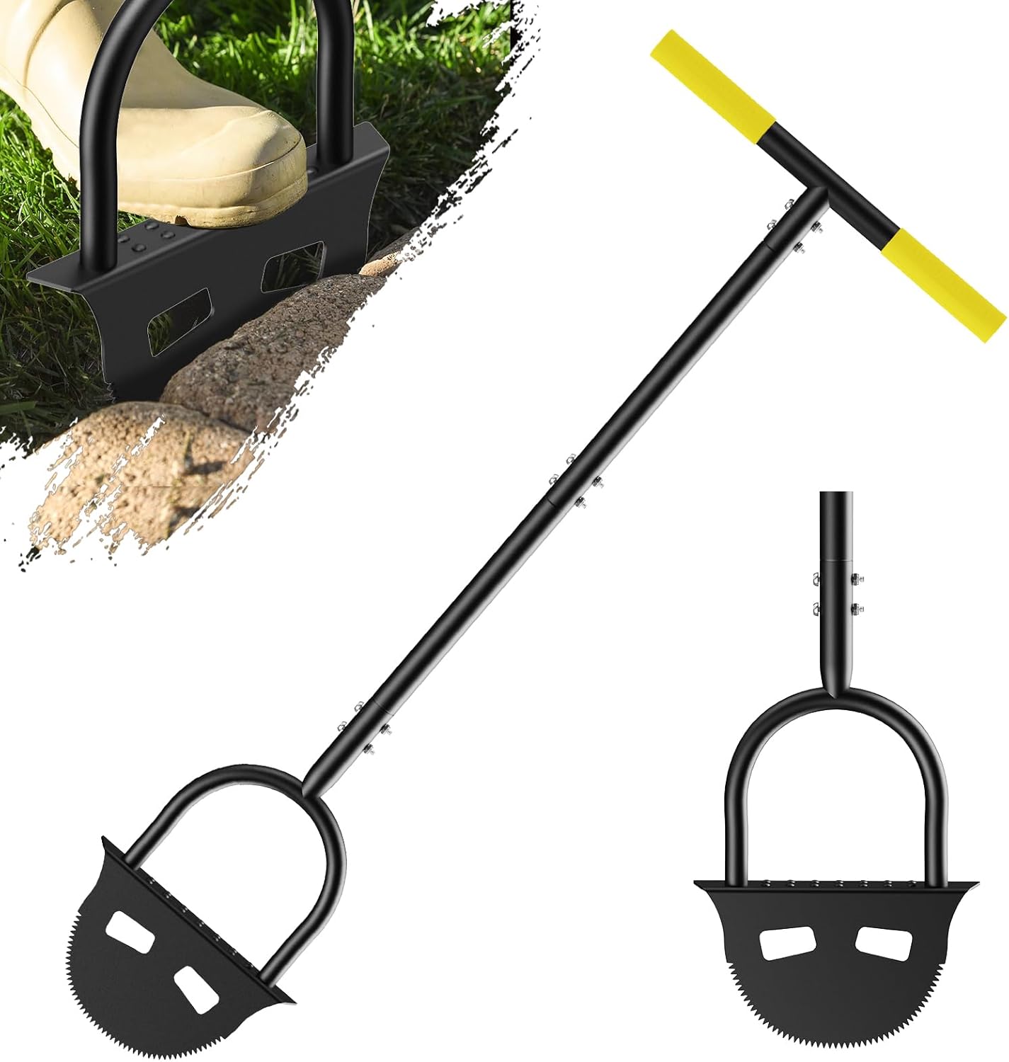 Luvenia Edger Lawn Tool,43″ Edger Chopper with T-Handle Non-Slip Wide Footrests,Manual Garden Edger for Trimming Sidewalk, Tidy Driveway, Pruning Flowers Bed, Yard Work