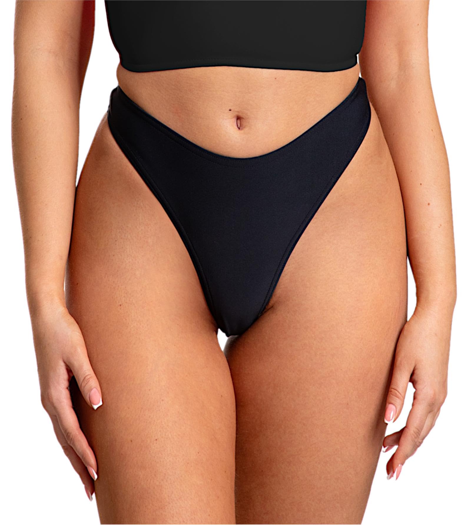 Aquarti Damskie spodnie bikini Thong Bottom Tanga wysoka talia