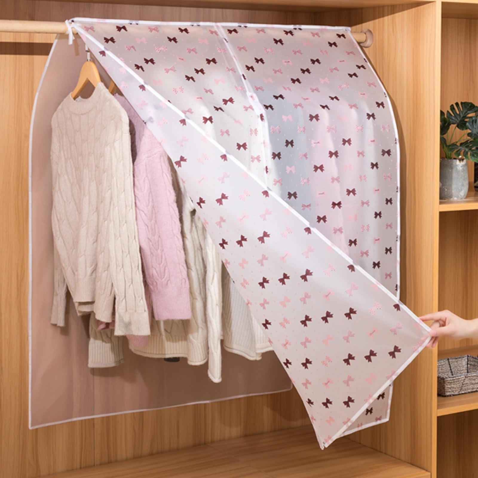 Funda Ropa Bolsas Transparentes para Guardar Ropa Alta Capacidad Funda para Ropa, Antipolvo e Impermeables para Vestidos, Abrigos, Ropa y Camisas(Pinky,90x120cm)