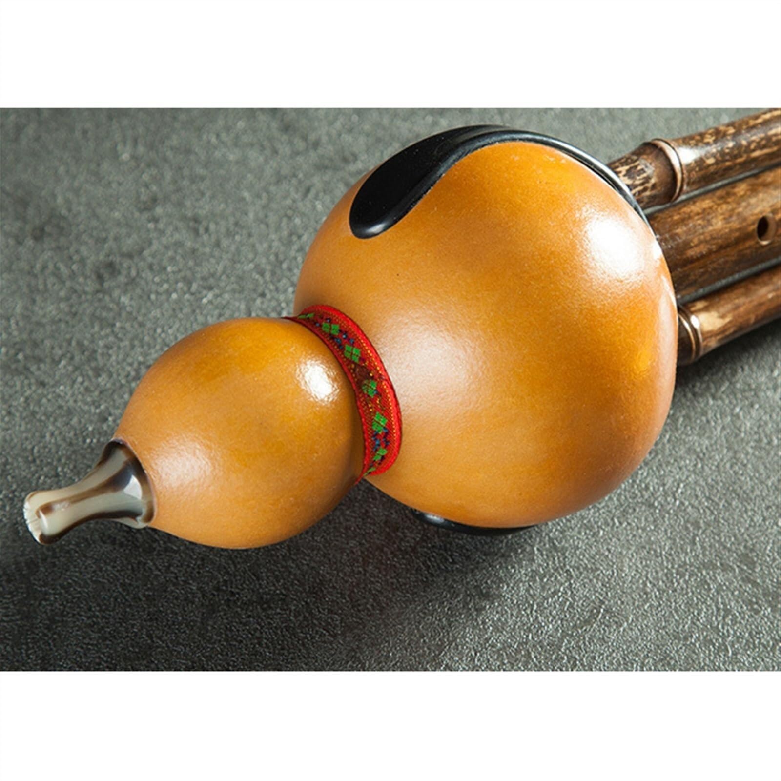 Flauta Hulusi anticaída Natural y duradera Flauta Hulusi de tres tonos Tecla C/B Tecla plana Calabaza Instrumento musical con estuche Hulusi profesional(B Flat)
