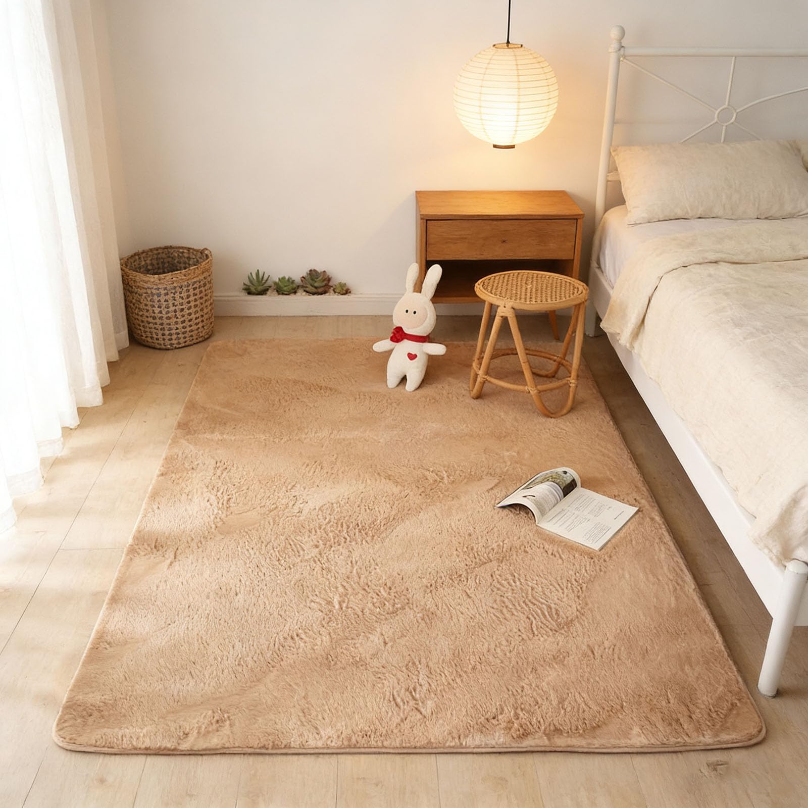 Tapis à poils courts design monochrome chameau moderne 130 x 350 cm