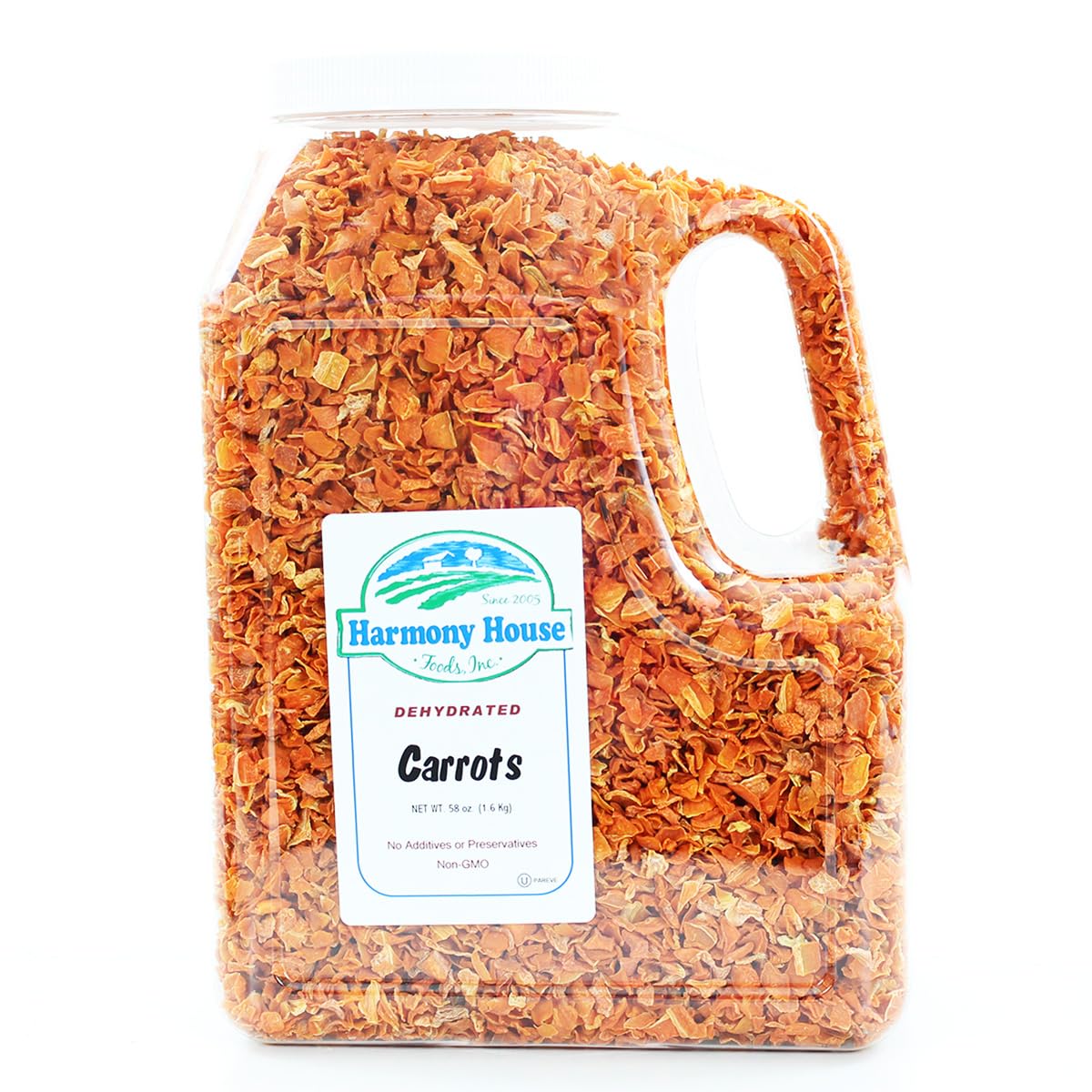 Harmony House Foods Dehydrated Diced Carrots - Air Dried Vegetables for Soup and Cooked Dishes, Great for Camping, Survival, and Backpacking, 58 Ounce