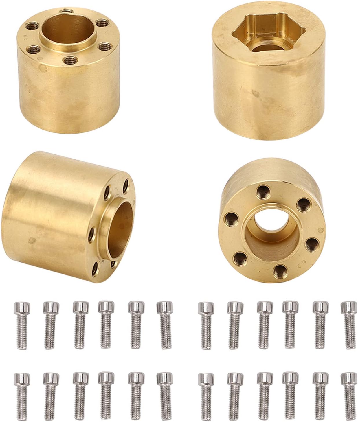 4 Pcs Brass Wheel Hex Hub Adapter RC Car Crawler Widen Adapter for 1/10 RC Crawler 1.9 2.2in VP Wheels Rims (22mm)