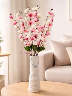 ARTSY® Artificial Flowers Bunch for Decoration Cherry Blossom, Ideal for vase, Home, Office Decor, Gifts, Craft, Artificia Price In India