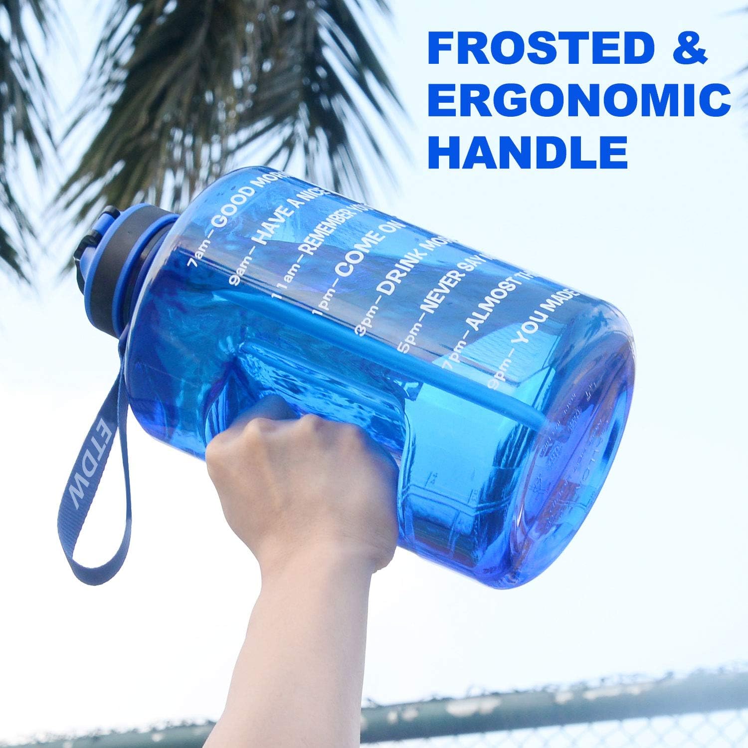 ETDW 3.78/2.2 Litre Water Bottle with Straw BPA Free, 3.8/2.2L Motivational Water Bottle with Time Marker, Leakproof Drinking Bottle with Handle for Fitness Camping Yoga Weight Loss