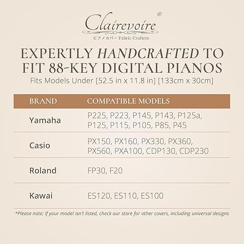 Miniatura 9 de Funda para piano digital E125 para Yamaha P225  P223  P145  P143  P125a  P125  P115  P105  P85  P95  P35  P45 y otros (resistente al agua) 52.4