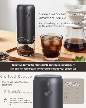 CIRCLE JOY Cordless Electric Coffee Grinder with 90 Precise Grind Settings
