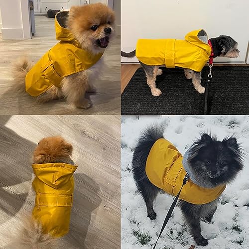 Miniatura 7 de Impermeable para perro, poncho impermeable, ropa para mascotas, con forro de doble capa, agujero para correa, ajustable, para perros pequeños y