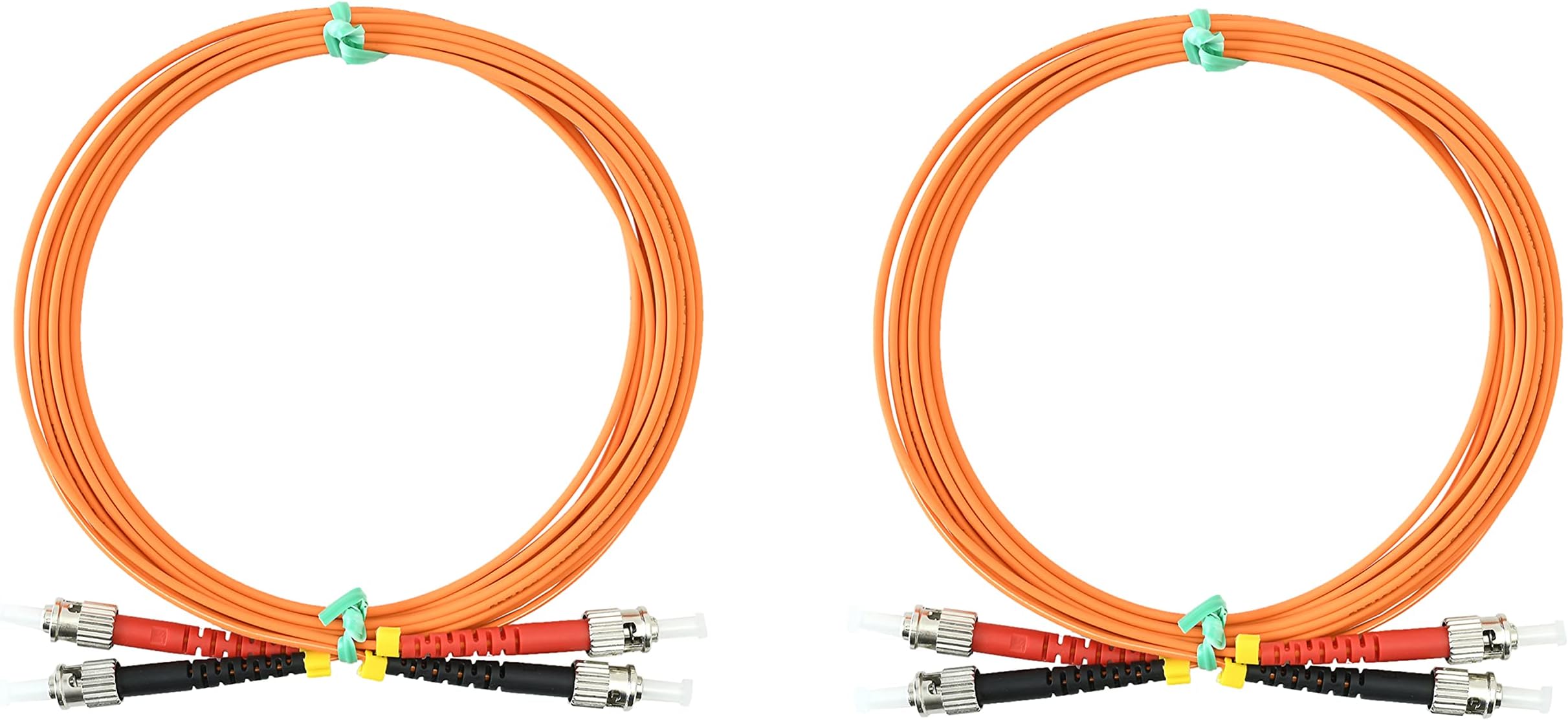 1M - 2Pack ST to ST Fiber Optic Patch Cable Multimode OM1 Duplex 62.5/125µm Optical Patch Cord 1G/10G Fiber Optic Cable ST-ST 1 Meter (3.2ft) Pack of 2.
