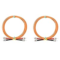 Vista 1 de Paquete de 2 cables de conexión de fibra óptica ST a ST multimodo OM1 dúplex 62.5/125µm, cable de fibra óptica 1G/10G, ST-ST de 3.3 ft (3.2 pies)
